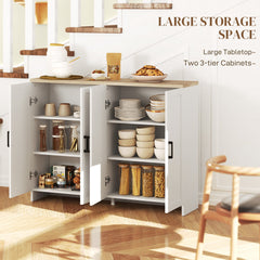Modern Sideboard Buffet Cabinet, Modern Kitchen Storage Cabinet with 3 Doors Adjustable Shelves, for Dining Room, Black