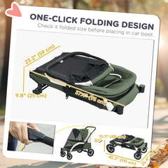 Foldable Pet Stroller for Medium Dogs with Four Big Wheels, Shock-Absorbing Frame, Safety Leashes, Brakes, Black