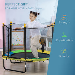 4.6FT Trampoline for Kids with Enclosure Net for Ages 3-6, Indoor Outdoor Use, Black