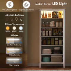 69.5" Tall Kitchen Pantry Storage Cabinet with Motion Sensor LED Light, Modern Kitchen Pantry Cabinet, Green