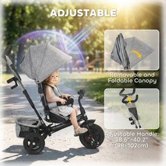 6 in 1 Tricycle for Toddler 1-5 Years with Parent-Push Handle, Dark Blue