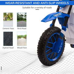 Kids Dirt Bike 12V Battery-Powered Ride-On Electric Motorcycle with Charging Battery, Training Wheels Blue