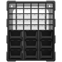 Plastic 39 Drawer Parts Organiser Wall Mount Storage Cabinet for Small Nuts Bolts Tool Black