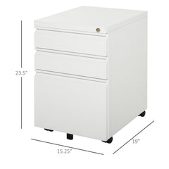 3 Drawer Filing Cabinet, Lockable Office Storage Cabinet on Wheels for Legal, Letter, A4 Files, Black