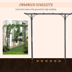 Metal Garden Arch Outdoor Walkway Arbor, 74.75" x 19.75" x 82.75", Dark Grey