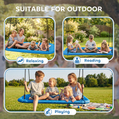 Nest Swing Adjustable Ropes Tree Straps Basket Swing for Kids, 58" x 30", 660 lbs Capacity for Indoor Outdoor, Blue