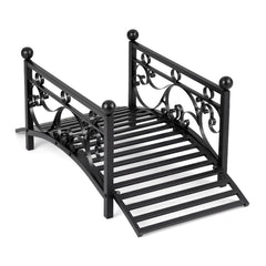 3.3 ft Garden Metal Bridge with Dual Patterned Side Rails