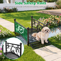 3.3 ft Garden Metal Bridge with Dual Patterned Side Rails
