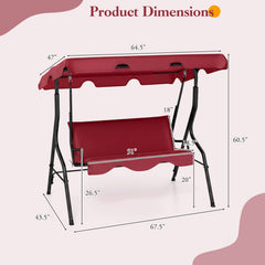 3 Seat Outdoor Patio Canopy Swing with Cushioned Steel Frame