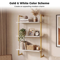 3-Tier Floating Modern Kitchen Shelf for Living Room Home Office and Bathroom-White
