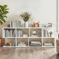 3-Tier Modern S-shaped, End Table, with 4 Storage Cubes-White