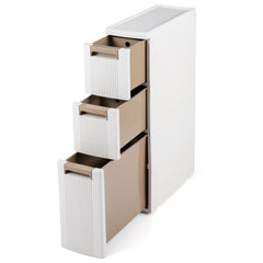 3-Tier Narrow Storage Cabinet, Slim Rolling Cart with 3 Drawers and 2 Removable Dividers-S