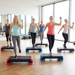 3-in-1 Aerobic Step Platform Set with 2 Stackable Risers and Balance Trainers for Home-Gray