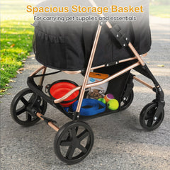 3-in-1 Pet Stroller for Small Medium Dogs Foldable with Detachable Carrier-Black