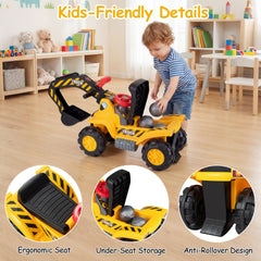 3-in-1 Ride on Excavator Bulldozer Detachable with Engine Sound and Helmet
