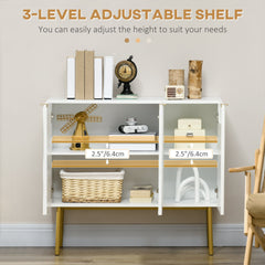 Modern Storage Cabinet Sideboard Buffet Cabinet with Gold Legs for Living Room Dining Room Hallway Black