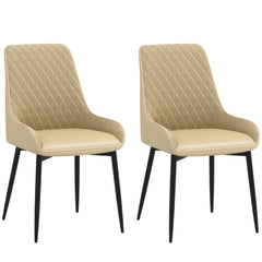 Upholstered Kitchen Chairs, Modern Dining Chairs Set of 2 with Diamond Tufting and Steel Legs for Dining Room, Black