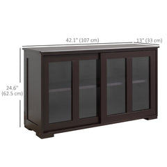 Modern Kitchen Sideboard, Stackable Storage Cabinet, Sliding Glass Door Console, Cupboard Serving Buffet for Kitchen & Dining Room, Black