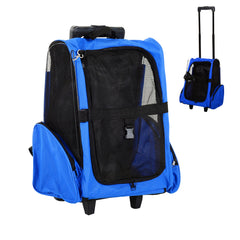 2-IN-1 Pet Luggage Box Backpack Carrier Cats Dogs w/ Handle, Rolling Wheel Grey