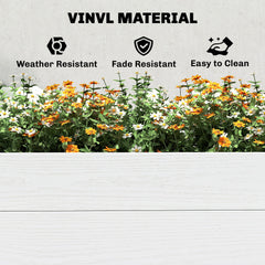 Vinyl Raised Garden Bed Kit, 6.5 x 2 x 1ft Elevated Garden Box with Divider and Open Bottom, Grey Wood Effect