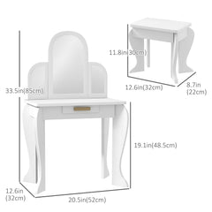 Kids Dressing Table and Chair Set, Girls Dressing Set, Makeup Desk with Drawer for 3-6 Years Old Kids, Pink
