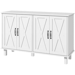 Kitchen Sideboard Cabinet with 4 Barn Doors and 2 Adjustable Shelves, Buffet Table for Living Room, Hallway, Black