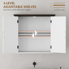 Bathroom Wall Cabinet, Farmhouse Medicine Cabinet Wall Mounted with 2 Doors and Adjustable Shelf, White