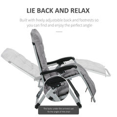 Folding Garden Chairs Set of 2, Reclining Zero Gravity Chair, Sun Lounger with Cushion and Headrest, Dark Grey