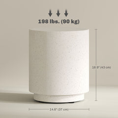 Terrazzo Finish Side Table, 17" Round End Table for Indoor and Outdoor, Charcoal Grey