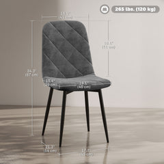 Dining Chairs Set of 4, Upholstered Dining Room Chairs with Steel Legs, Modern Kitchen Chair for Dining Room, Black