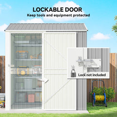 7' x 6' Tall Outdoor Storage Shed, Waterproof Metal Garden Shed with Gloves, Lockable Door, Dark Grey