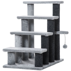Cat Stairs for Bed, Couch 4 Steps, Small Cat Tree for Indoor Cats with Scratching Posts Toy Ball, 23.5" x 16" x 25"