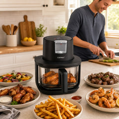 4.5L Glass Air Fryer with Steam Frying Mode-Black