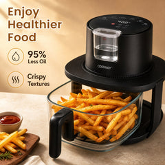 4.5L Glass Air Fryer with Steam Frying Mode-Black