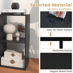4 Cube Bookshelf with Back Guardrail for Living Room Bedroom-Black