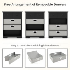 4-Drawer Dresser Modern Chest Storage Organizer with Open Shelves-Black