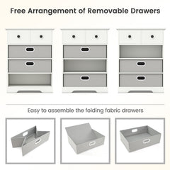 4-Drawer Dresser Modern Chest Storage Organizer with Open Shelves-White