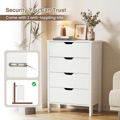 4-Drawer Dresser Wooden Nightstand with Anti-Tipping Kits-White