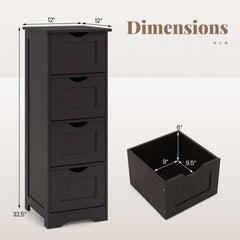 4-Drawer Freestanding Floor Cabinet with Anti-Toppling Device-Dark Brown