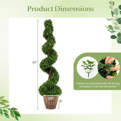4 Foot Artificial Spiral Boxwood Topiary Tree with Cement Filled Planter