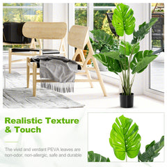 4 Foot Artificial Monstera Deliciosa Tree, 10 PEVA Leaves in a Cement Weighted Pot