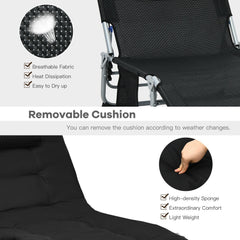 Four Fold Padded Folding Lounge Chair with Removable Mattress and Neck Pillow