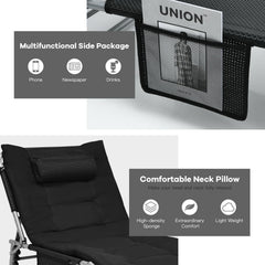 Four Fold Padded Folding Lounge Chair with Removable Mattress and Neck Pillow