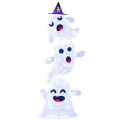 4 FT Lighted Standing Halloween Decoration Stacked Ghosts with 120 LED Lights