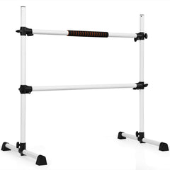 4 Feet Portable Freestanding Stable Construction Pilates Ballet Barre with Double Dance Bar-Gray