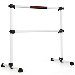 4 Feet Portable Freestanding Stable Construction Pilates Ballet Barre with Double Dance Bar-Gray
