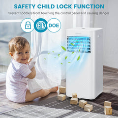 4-in-1 8000 BTU Portable Air Conditioner with Cool, Fan, Dehumidifier and Sleep Mode, White