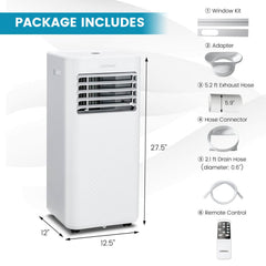 4-in-1 8000 BTU Portable Air Conditioner with Cool, Fan, Dehumidifier and Sleep Mode, White