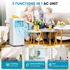 4-in-1 8000 BTU Portable Air Conditioner with Cool, Fan, Dehumidifier and Sleep Mode, White