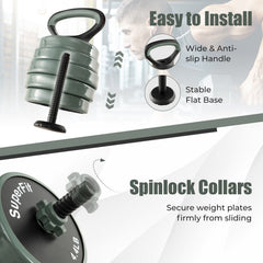 Adjustable Weight Dumbbell Set with Connector-Black & Gray